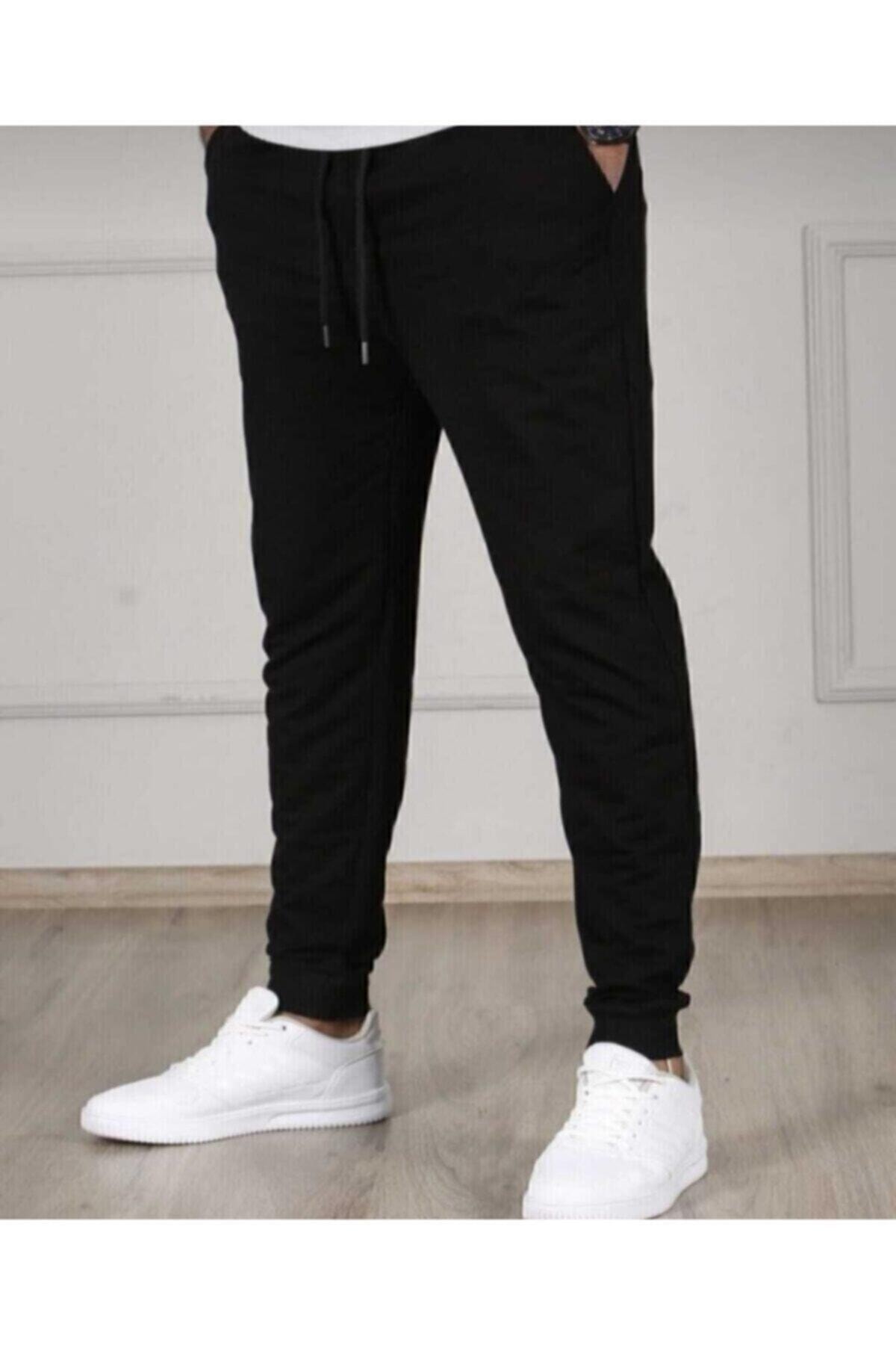 Siyah Renk Erkek Slim Fit Jogger Alt Eşofman