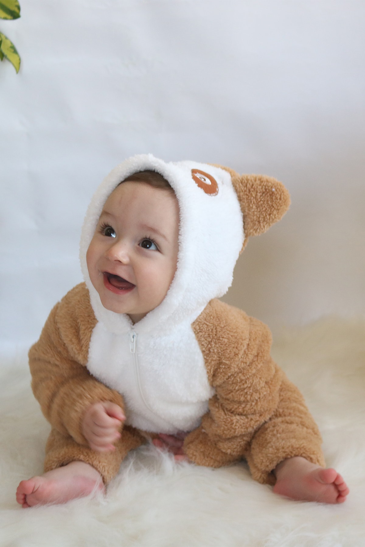 Welsoft Peluş Unisex Fermuarlı Kışlık Bebek Uyku Tulumu Bebek Tulumu Çocuk Tulumu Çocuk Kostümü