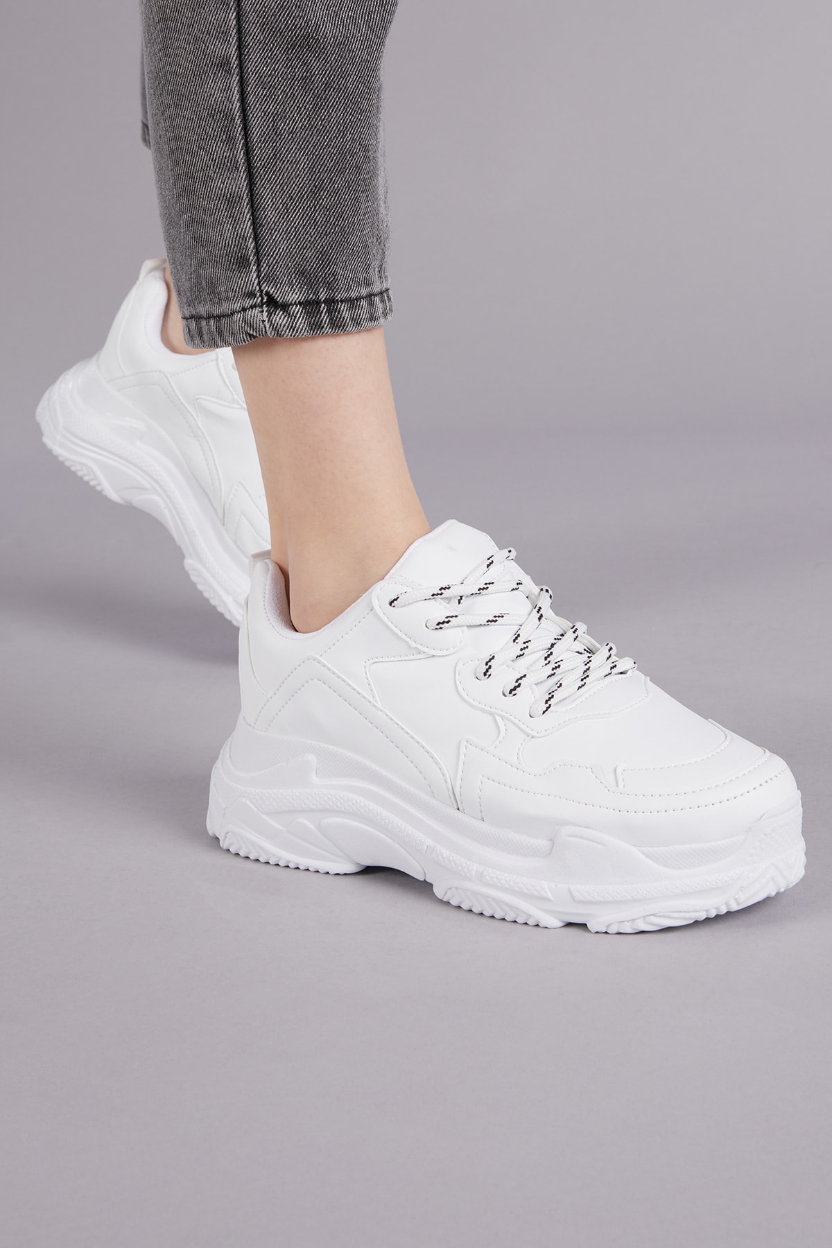 Kadın Spor Ayakkabı Beyaz Cilt Bls-q