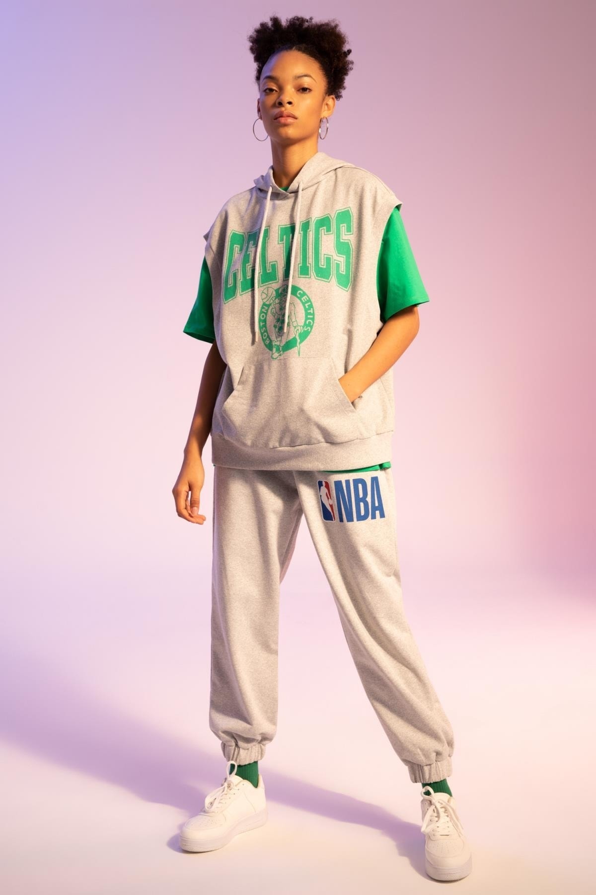 Fit Nba Boston Celtics Oversize Fit Kapüşonlukolsuz Sweatshirt